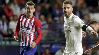 Antoine Griezmann y Sergio Ramos en el partido de la Supercopa de Europa. Foto EFE