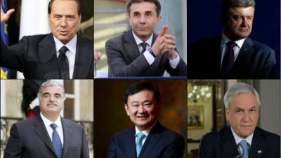 Silvio Berlusconi, Bidzina Ivanichvili, Petro Poroshenko, Rafic Hariri, Thaksin Shinawatra y Sebastián Piñera.