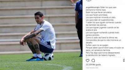 Ángel Di María colgó un mensaje inspirador en redes. Foto Instagram Di María