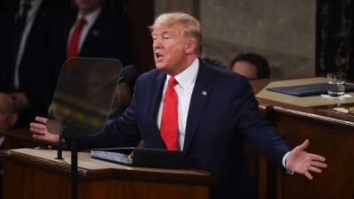 El presidente de Estados Unidos, Donald Trump, durante el discurso anual ante el Congreso sobre el Estado de la Unión. AFP