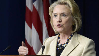 La exsecretaria de Estado de Estados Unidos, Hillary Clinton, se pronuncia sobre la situación con Siria, durante un evento en la Casa Blanca en Washington DC, EE.UU. EFE