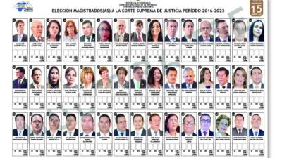 El tribunal electoral elaboró la muestra de la papeleta para elegir a la nueva Corte.