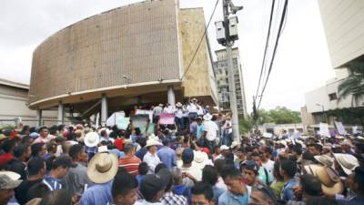 Los productores marcharon desde el Ihcafé, en el bulevar Centroamérica, hasta el Congreso Nacional.