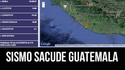 Sismo de magnitud preliminar 5.1 que despertó a varias poblaciones en Guatemala.