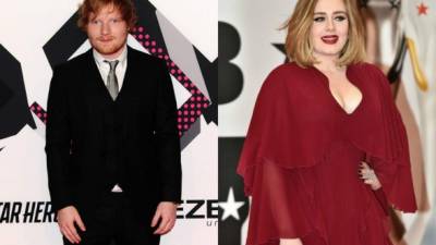 Los cantantes británicos Ed Sheeran y Adele.