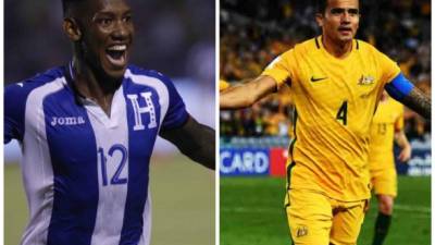 Quioto y Tim Cahill, figuras de Honduras y Australia.