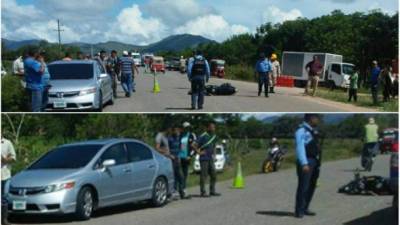 Los cuerpos de las víctimas del accidente quedaron en medio de la carretera.