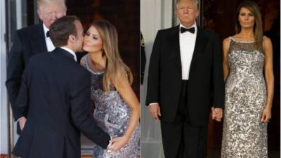 Melania Trump fue la gran protagonista de la primera visita de Estado en la Casa Blanca. La primera dama estadounidense fue la anfitriona anoche de un banquete especial en honor al presidente francés Emmanuel Macron y su esposa Brigitte.