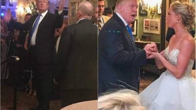 Los invitados fueron sorprendidos con la inesperada aparición del presidente Trump en la ceremonia.