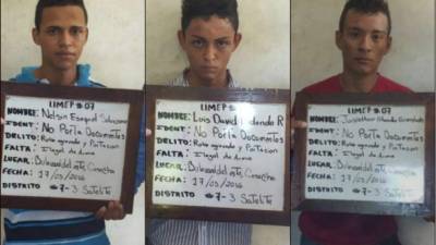Los detenidos responden a los mombres de Nelsy Exquiel Solórzano (18), Jonathan Orlando Mena (18) y Luis David Redondo (18).