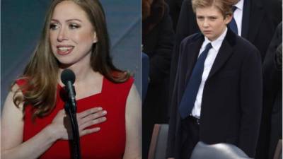 Chelsea Clinton defendió de las burlas en las redes sociales a Barron Trump.