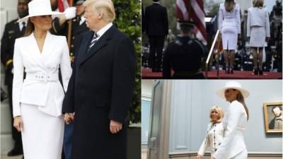 Melania Trump vuelve a convertirse en la protagonista del día en Washington D.C. La primera dama estadounidense cumple su primer rol como anfitriona de la visita de Estado del presidente francés, Emmanuel Macron y su esposa Brigitte, a la Casa Blanca.