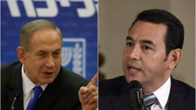 El primer ministro israelí, Benjamín Netanyahu y el presidente de Guatemala Jimmy Morales. Foto archivo