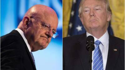 El exdirector de Inteligencia Nacional de EUA James Clapper y el presidente de EUA, Donald Trump.