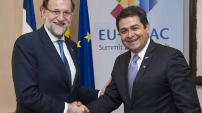 Presidente de España, Mariano Rajoy en la fotografía con el presidente de Honduras Juan Orlando Hernández.