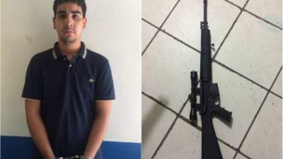 Joven detenido por las autoridades hondureñas en la zona norte de Honduras.