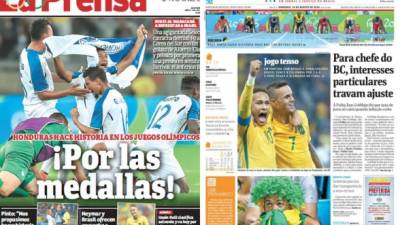 Honduras y Brasil se enfrentarán este miércoles por las semi de Juegos Olímpicos. Mira las mejores portadas de los diferentes medios a nivel mundial.