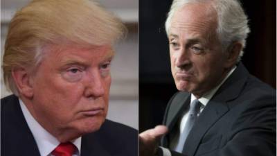 El presidente Donald Trump y el presidente del Comité de Relaciones Exteriores del Senado de USA , Bob Corker. EFE/Archivo