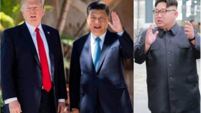 Los presidentes de EEUU, China y Corea del Norte, Donald Trump, Xi Jinping y Kim Jong-un.