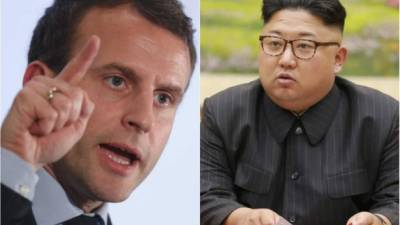 El presidente de Francia, Emmanuel Macron y el líder norcoreano, Kim Jong-un.