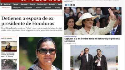 Medios internacionales destacaron en sus portales digitales la captura de la ex primera dama de Honduras Rosa Elena Bonilla, esposa del expresidente hondureño Porfirio Lobo (2010-2014).