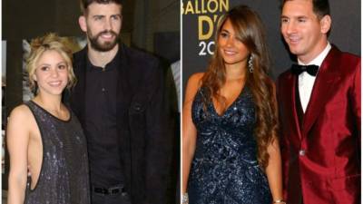 Parejas: Shakira y Gerard Piqué; Antonella Roccuzzo y Lionel Messi