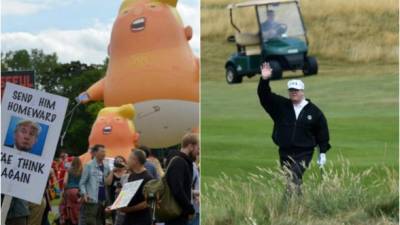 Desde su llegada a Reino Unido, Trump ha estado envuelto en la polémica. AFP