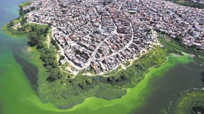 Una serie de favelas se han edificado en torno al reservorio Billings, São Paulo, que tiene agua contaminada.