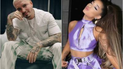 El cantante de reguetón J Balvin, y la estrella del pop, Ariana Grande. Fotos: Instagram