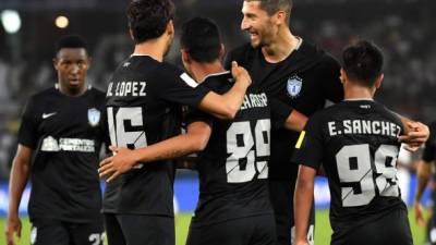 Jugadores del Pachuca celebrando un gol contra el Al Jazira. Foto AFP