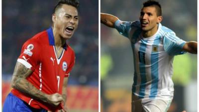 Eduardo Vargas y Sergio Agüero, figuras de Chile y Argentina.