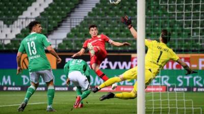 Kai Havertz fue la figura del Leverkusen al marcar un doblete. Foto AFP.