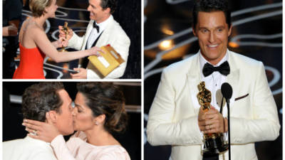 Matthew McConaughey recibió el Oscar de parte Jennifer Lawrence. Ganó a mejor actor por Dallas Buyers Club.