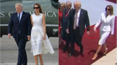 Luego de que se viralizara un video en el que se ve la primera dama estadounidense, Melania Trump, rechazar tomar de la mano al presidente Donald Trump a su llegada al aeropuerto de Ben Gurión, Israel, la pareja presidencial se mostró más cariñosa esta mañana en su visita a la ciudad de Belén. (AFP)