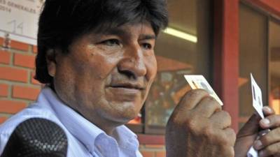 Evo Morales durante las elecciones de hoy domingo.