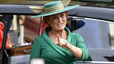 Sarah Ferguson durante la boda de su hija menor, la princesa Eugenia, el pasado 12 de octubre. AFP.