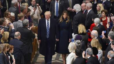 Donald Trump en el Servicio Nacional de Oración. Foto AFP.