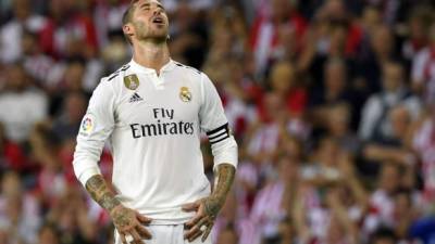Sergio Ramos se lamenta tras una ocasión fallada por Real Madrid ante Athletic de Bilbao. Foto AFP