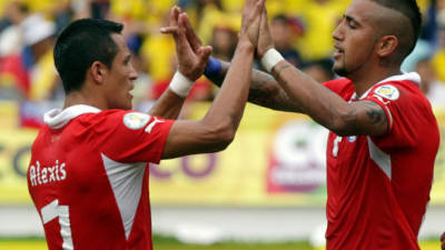 En la imagen Arturo Vidal y Alexis Sánchez jugadores referentes de la Selección chilena.
