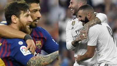 Barcelona y Real Madrid ya pelean por el liderato. FOTOS AFP.