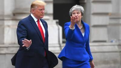 Trump se reunió con la primera ministra británica, Theresa May, como parte de su visita de Estado a Reino Unido./AFP.