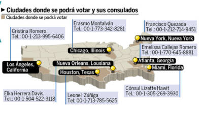 Las ciudades donde se podrá votar.