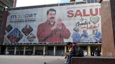 Pancarta del presidente venezolano, Nicolás Maduro, en Caracas el 4 de abril de 2024.