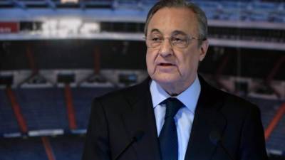 Florentino Pérez habló en la presentación de Julen Lopetegui como nuevo entrenador del Real Madrid. Foto AFP