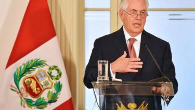 El secretario de Estado de EEUU, Rex Tillerson, durante una conferencia de prensa en Perú. //AFP.