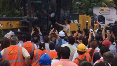 El presidente de Honduras, Juan Orlando Hernández, durante la inauguración de las obras Siglo 21 en San Pedro Sula.