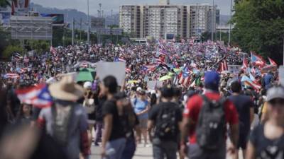 Más de medio millón de personas se manifestaron en San Juan para exigir la renuncia de Rosselló./AFP.