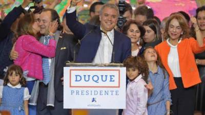 Duque festejó la victoria en las elecciones presidenciales de Colombia con sus partidarios./AFP.