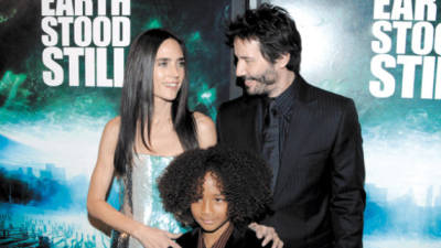Actors Keanu Reeves, Jennifer Connelly and Jaden Smith attend the premiere of 'The Day The Earth Stood Still' in New York on Tuesday, Dec. 9, 2008. (AP Photo/Peter Kramer)
