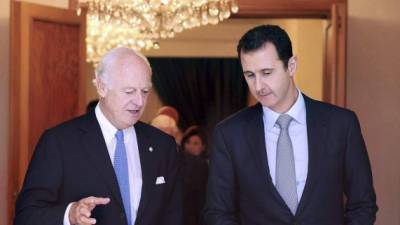 El presidente sirio, Bachar al Assad, recibió hoy al nuevo enviado especial de la ONU para Siria, Staffan de Mistura.